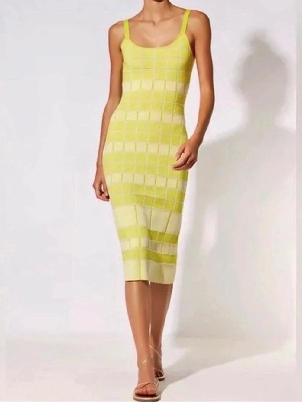 Solid & Striped Geometric Midi Dress in Green Size Large Like New